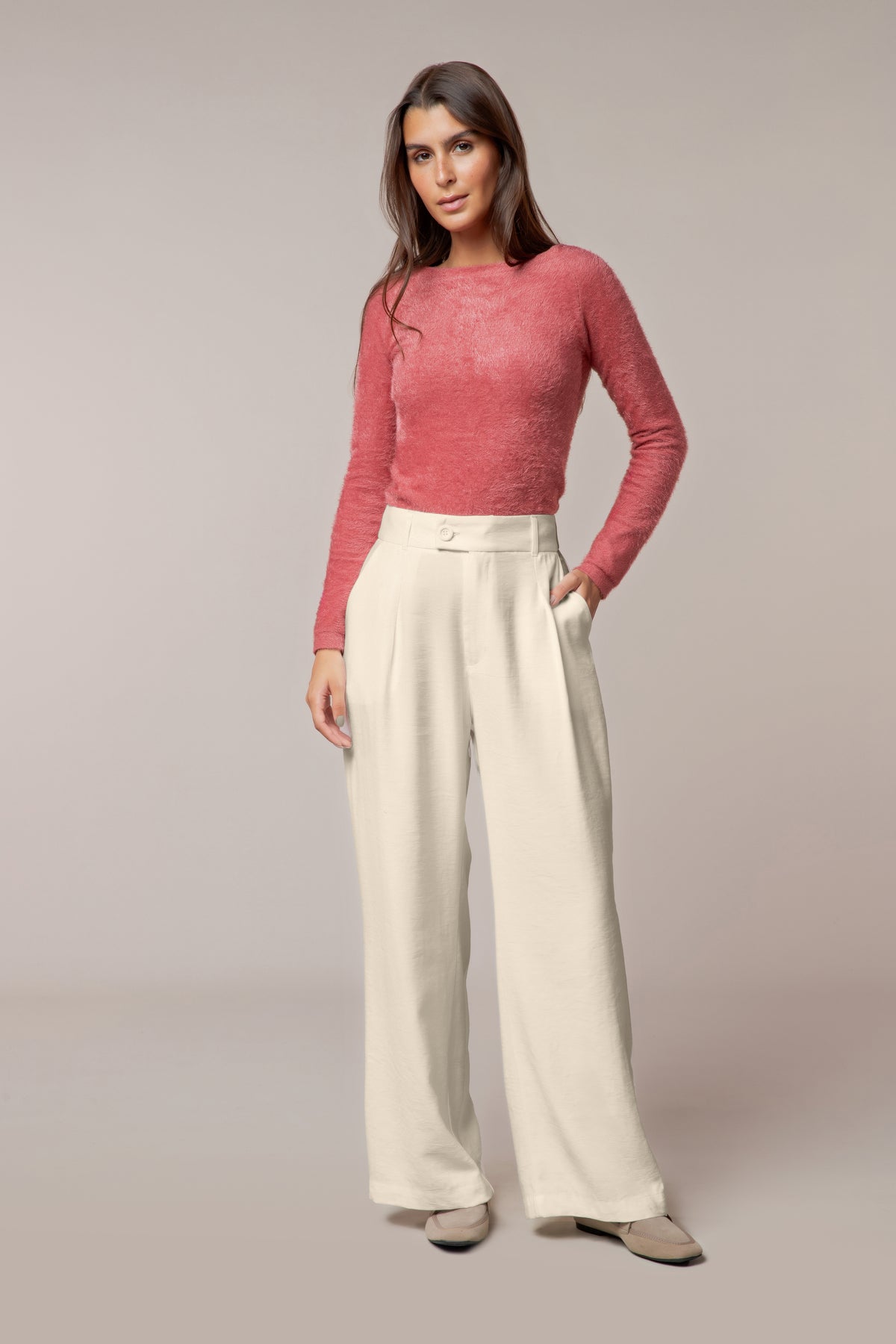Blusa Manga Longa Decote Canoa Fio Pelo Scala