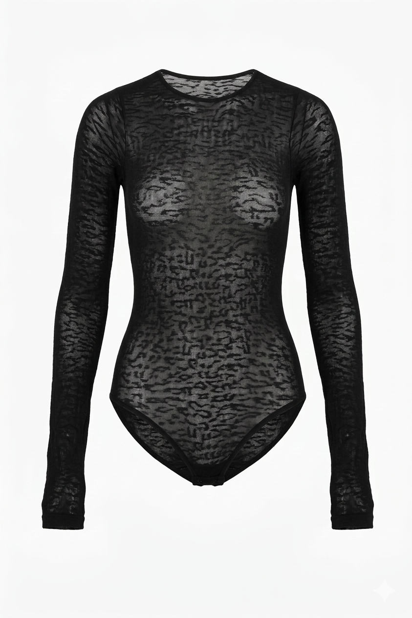 Body Segunda Pele Leopard Preto Scala LD