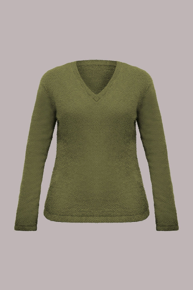 Blusa Manga Longa Decote V Fio Pelo Scala