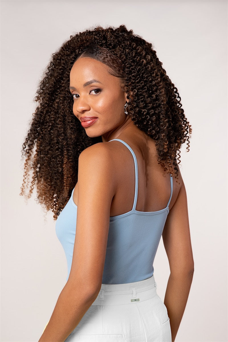 Blusa Canelada Decote Cut Out Bubble Blue Scala