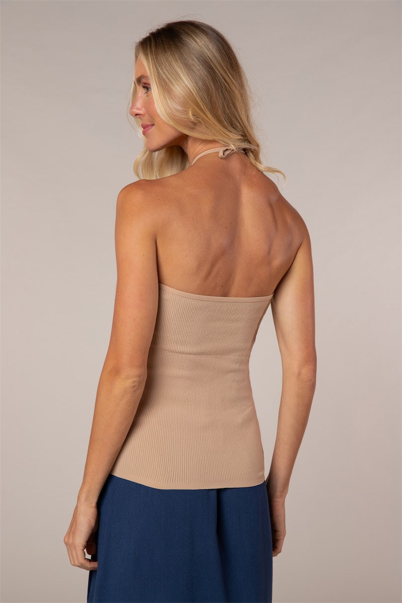 Blusa Frente Única com Pontos Camel Scala