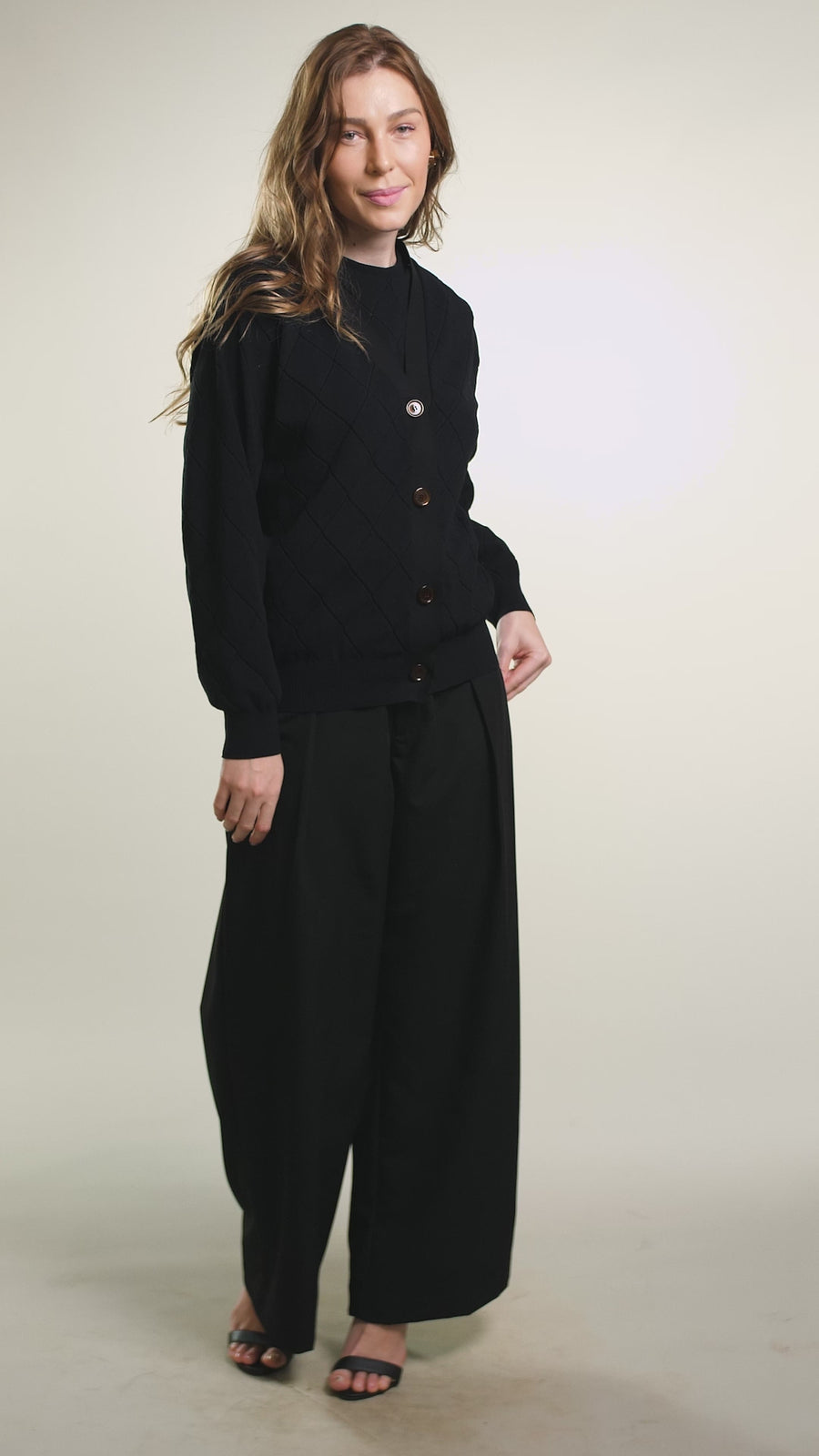 Cardigan Alongado Losango Preta Scala